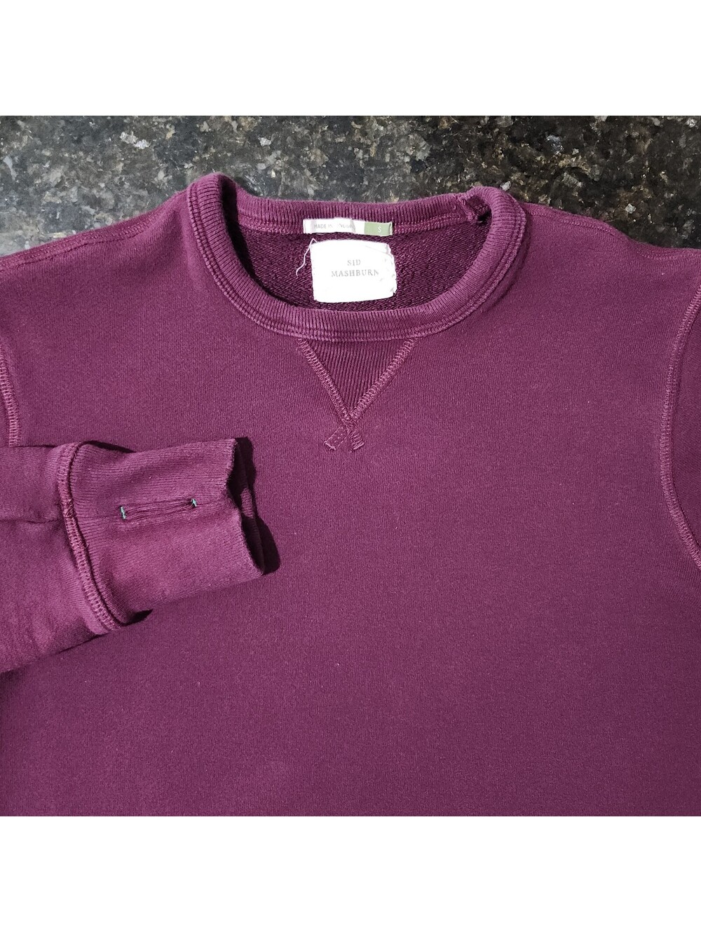 Sid Mashburn Single V Crewneck Pullover Sweatshirt French Terry Vintage Style